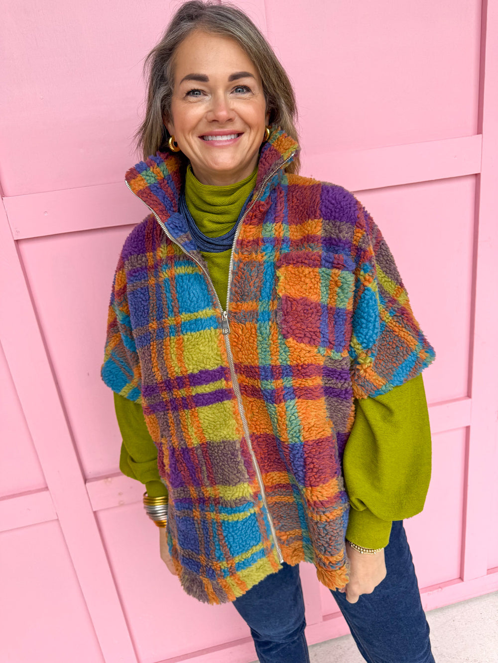 Plaid & Perfect Sherpa Vest