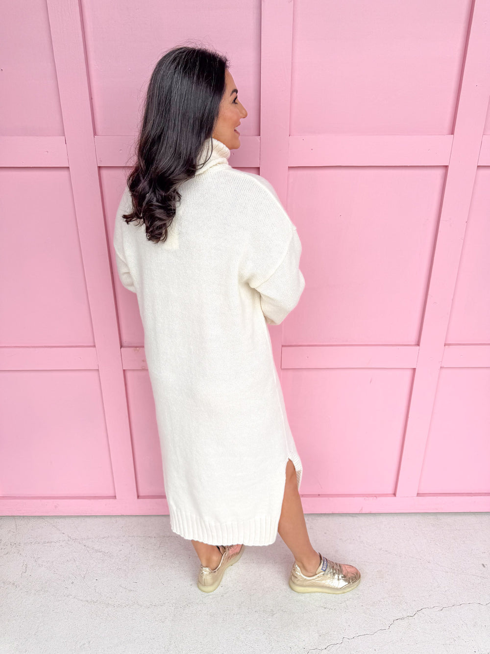 Cozy Times Turtleneck Dress - Cream