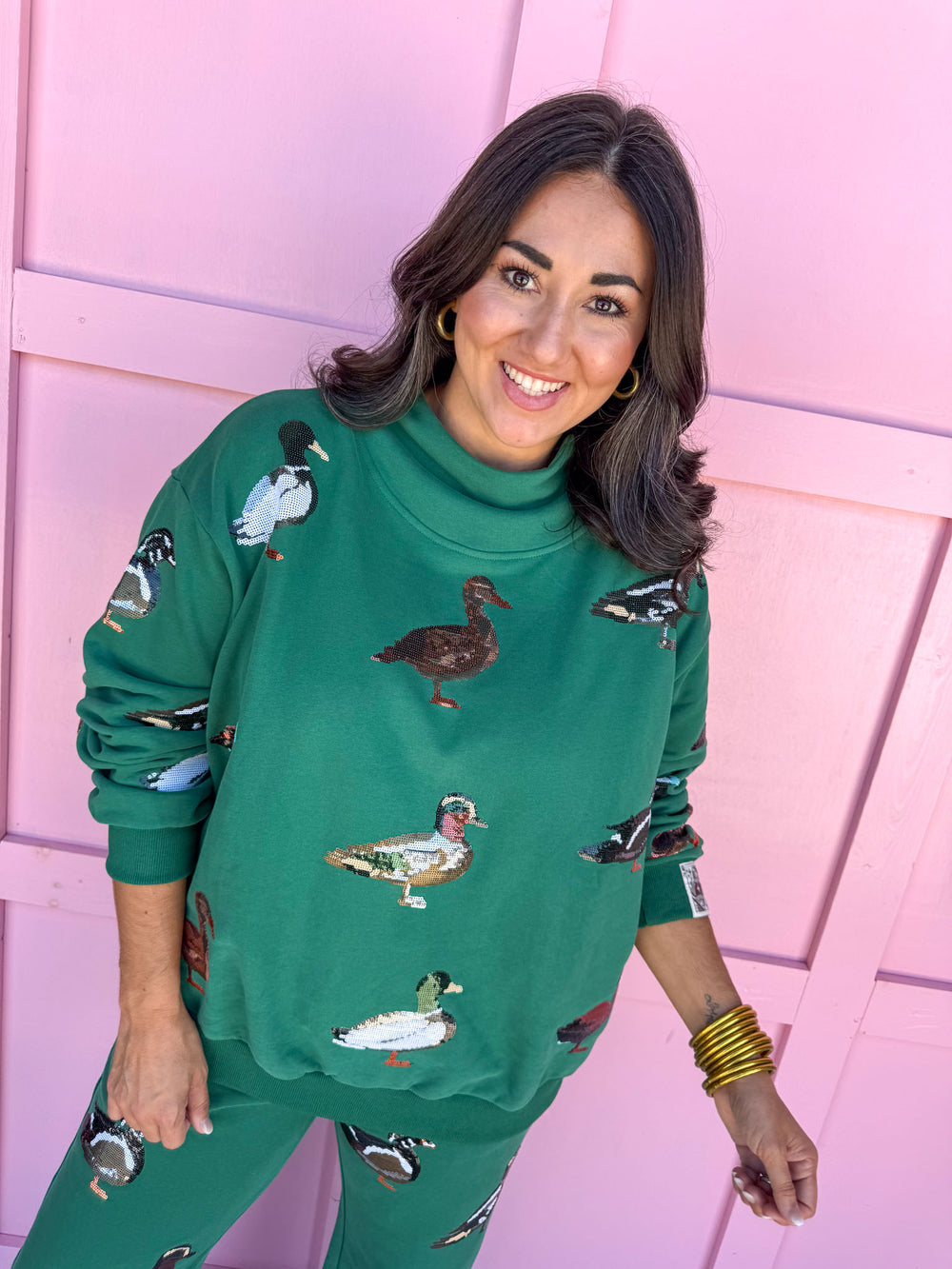 queen of sparkles ducks womens boutique mock neck jincy's