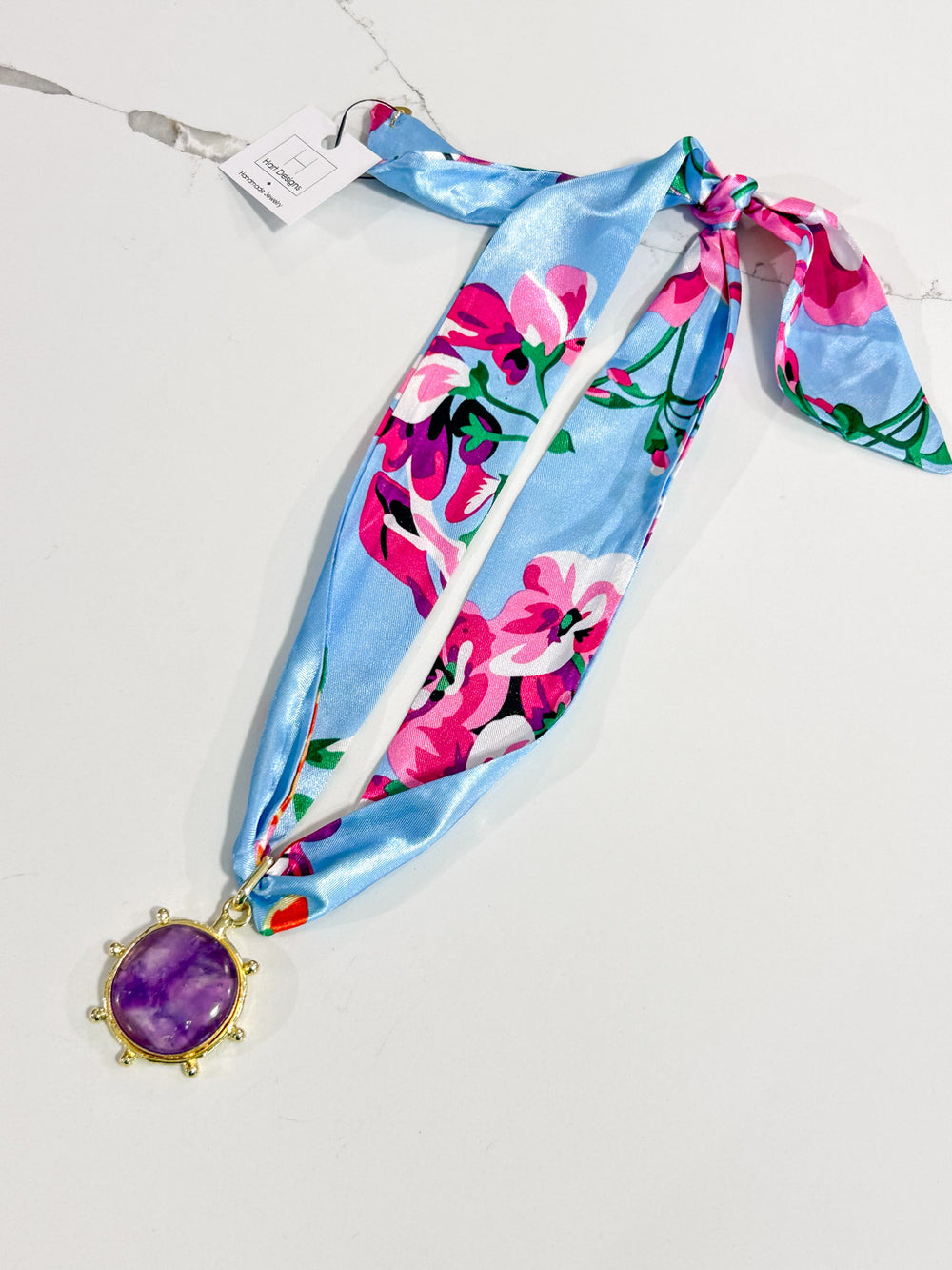 Hart Designs | Berry Bloom Natural Gemstone Pendant Twilly Necklace 