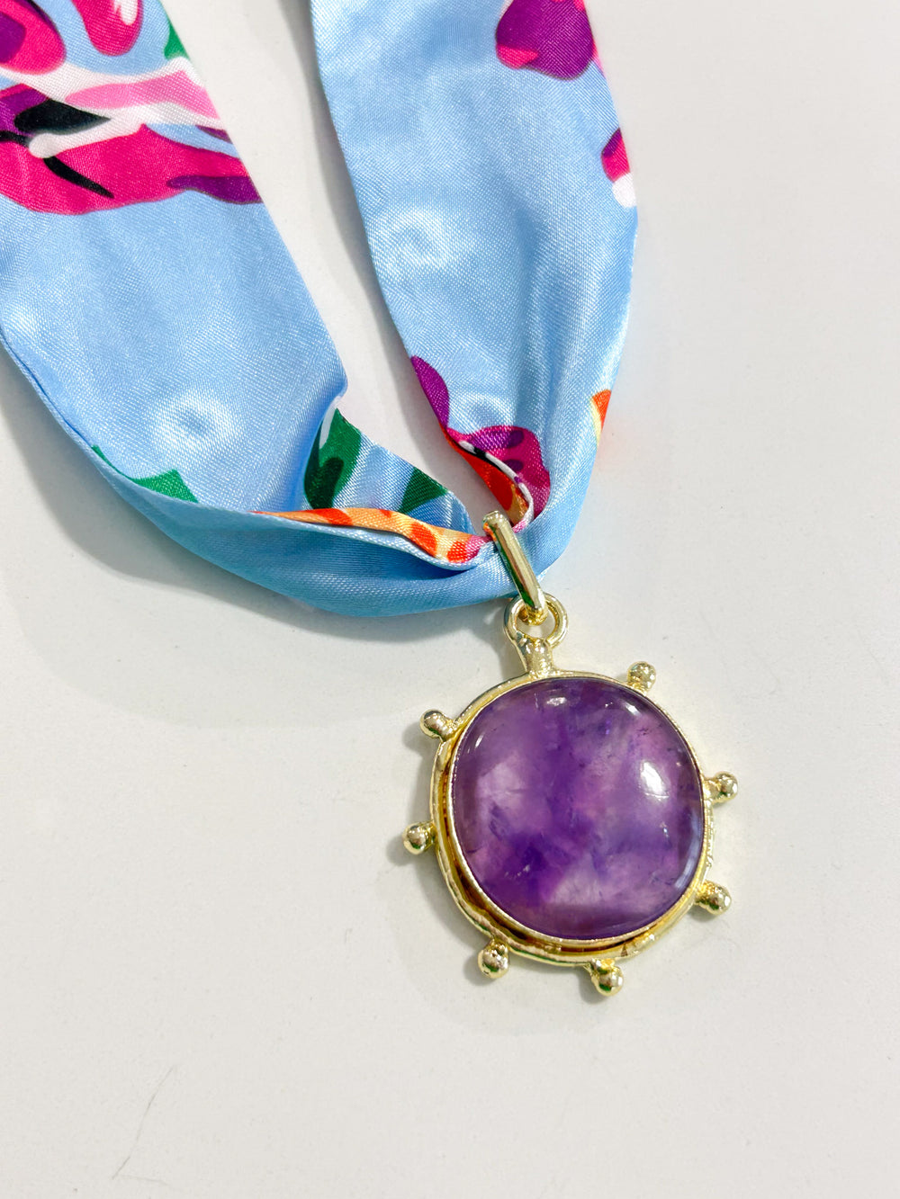 Hart Designs | Berry Bloom Natural Gemstone Pendant Twilly Necklace 