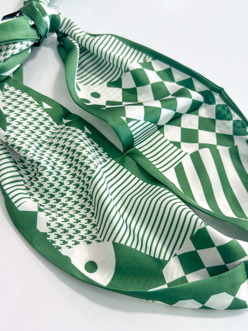 Hart Designs | Assorted Charm Green Checkered Twilly Necklace