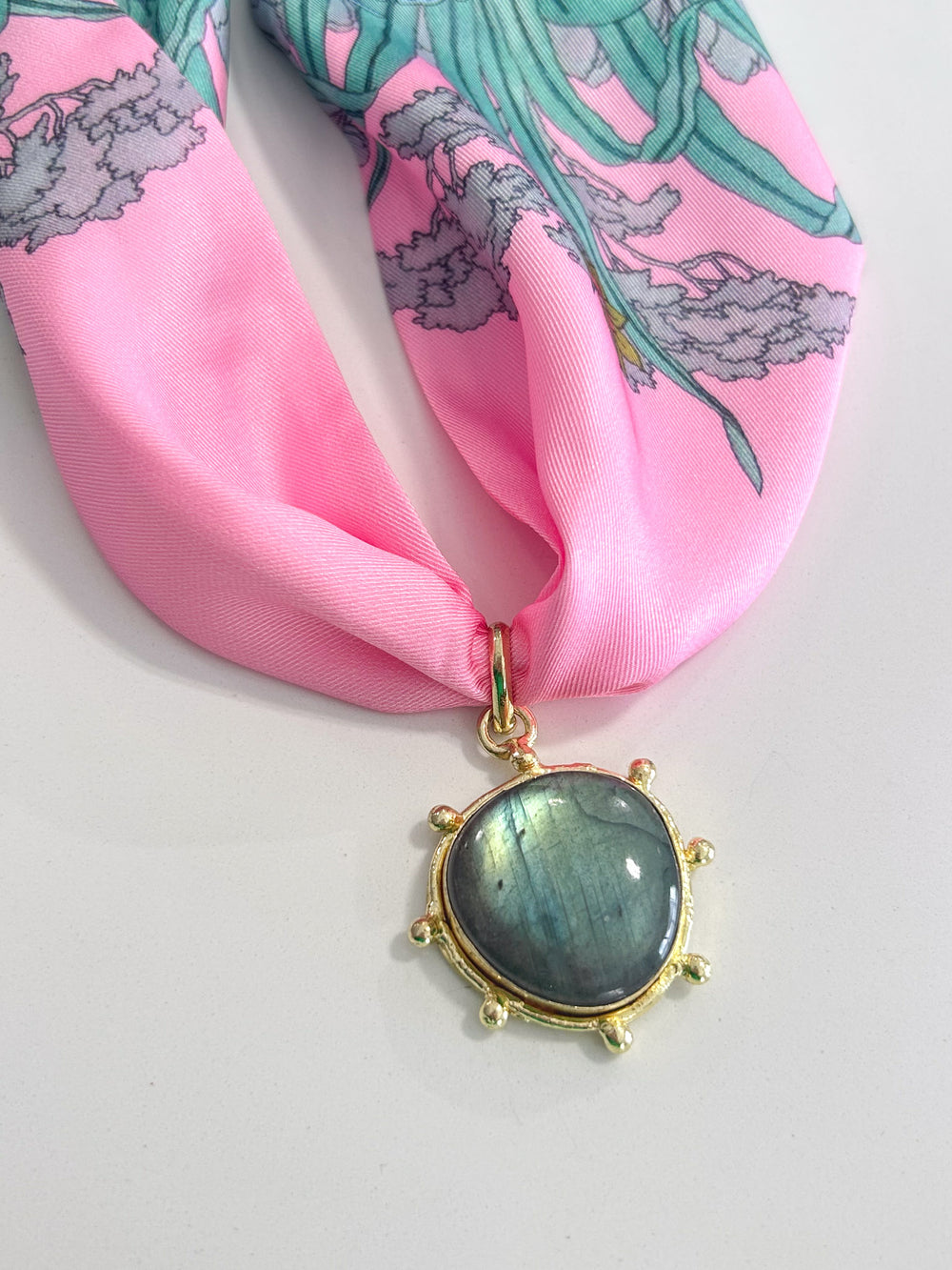 Hart Designs | Blush Forest Natural Gemstone Pendant Twilly Necklace 