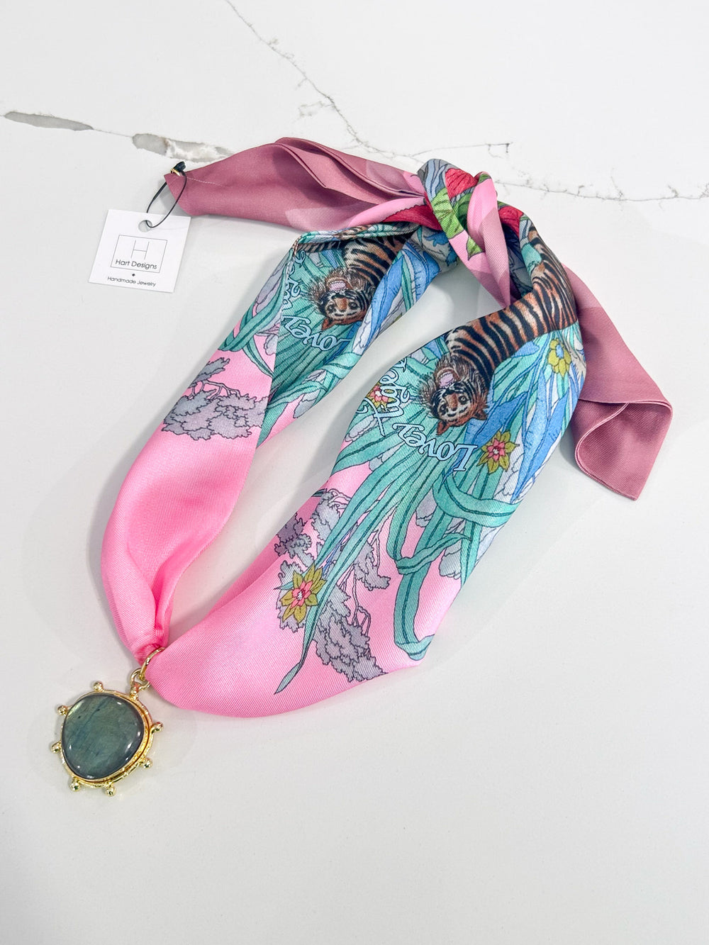 Hart Designs | Blush Forest Natural Gemstone Pendant Twilly Necklace 