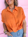 boutique womens button up shirt orange jincys