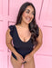 Mary Square Ashley Swimsuit Black Ruffle Strap Full Coverage One Piece Bathing Suit Summer Women's Jincy's 