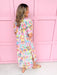 womens boutique dress maxi length side slits v neck floral colorful puff balloon sleeves jincy's 
