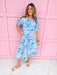womens boutique dress maxi length side slits v neck floral colorful puff balloon sleeves jincy's 