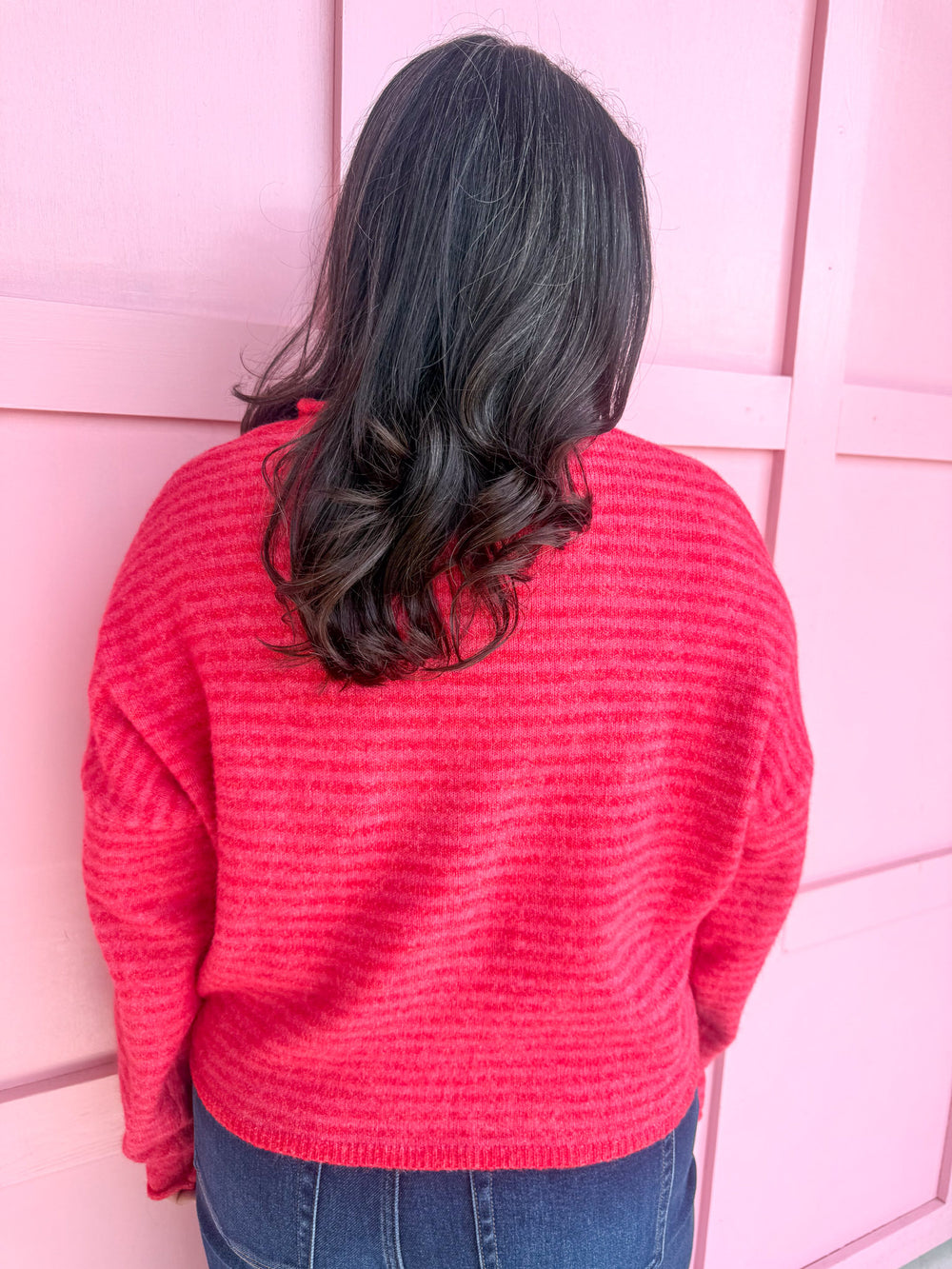 Piper Cardigan Cherry Red Mini Stripes button down womens boutique jincy's