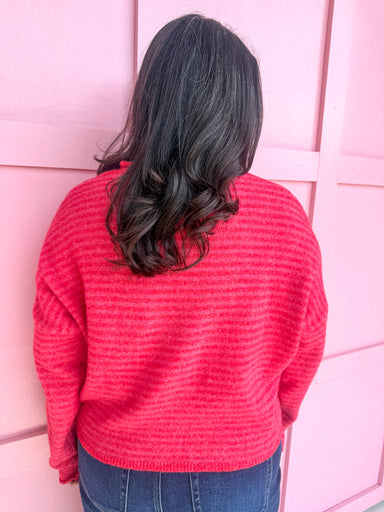 Piper Cardigan Cherry Red Mini Stripes button down womens boutique jincy's