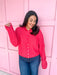Piper Cardigan Cherry Red Mini Stripes button down womens boutique jincy's