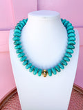 LOVE LEMON LANE | Round Disc Beaded Necklace - 20mm - Turquoise