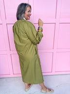 Modern Blooms Floral Dress - Olive