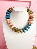 LOVE LEMON LANE | Chunky Rondelle Beaded Necklace - Green Multi