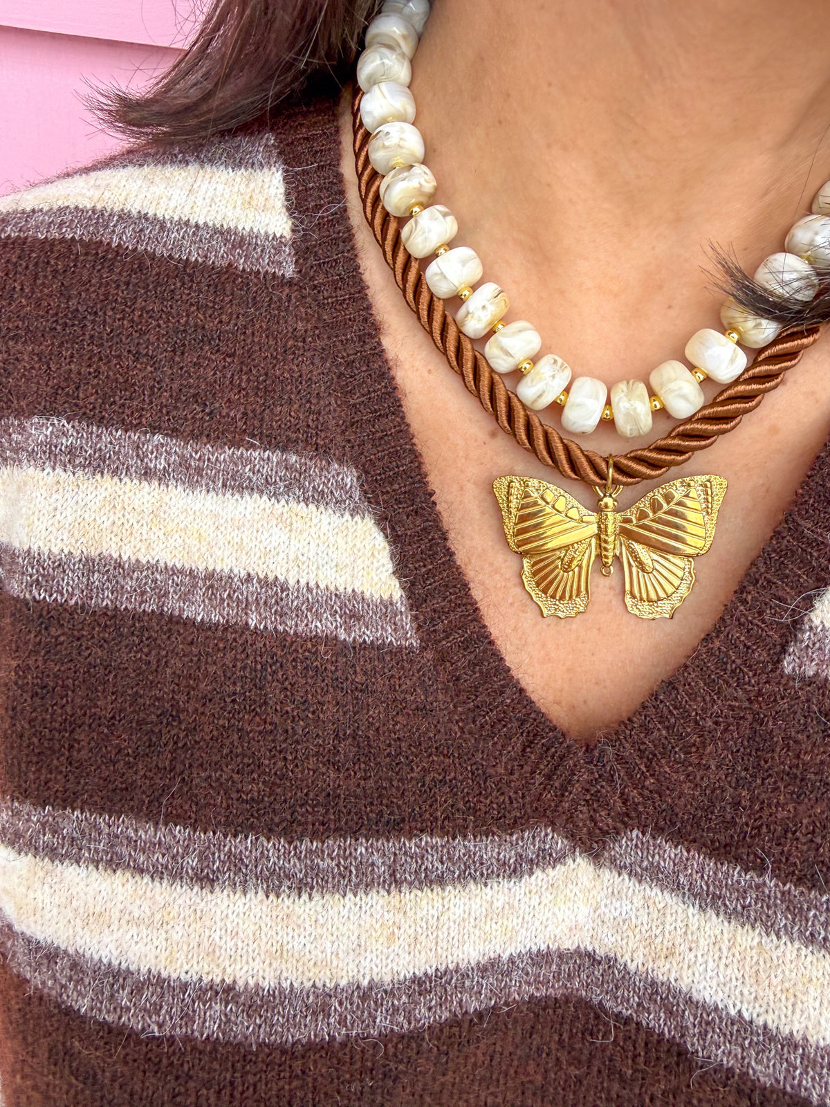In The Mix Striped Sweater - Brown