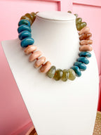 LOVE LEMON LANE | Chunky Rondelle Beaded Necklace - Green Multi