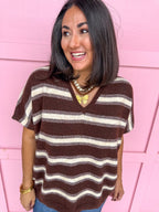 In The Mix Striped Sweater - Brown