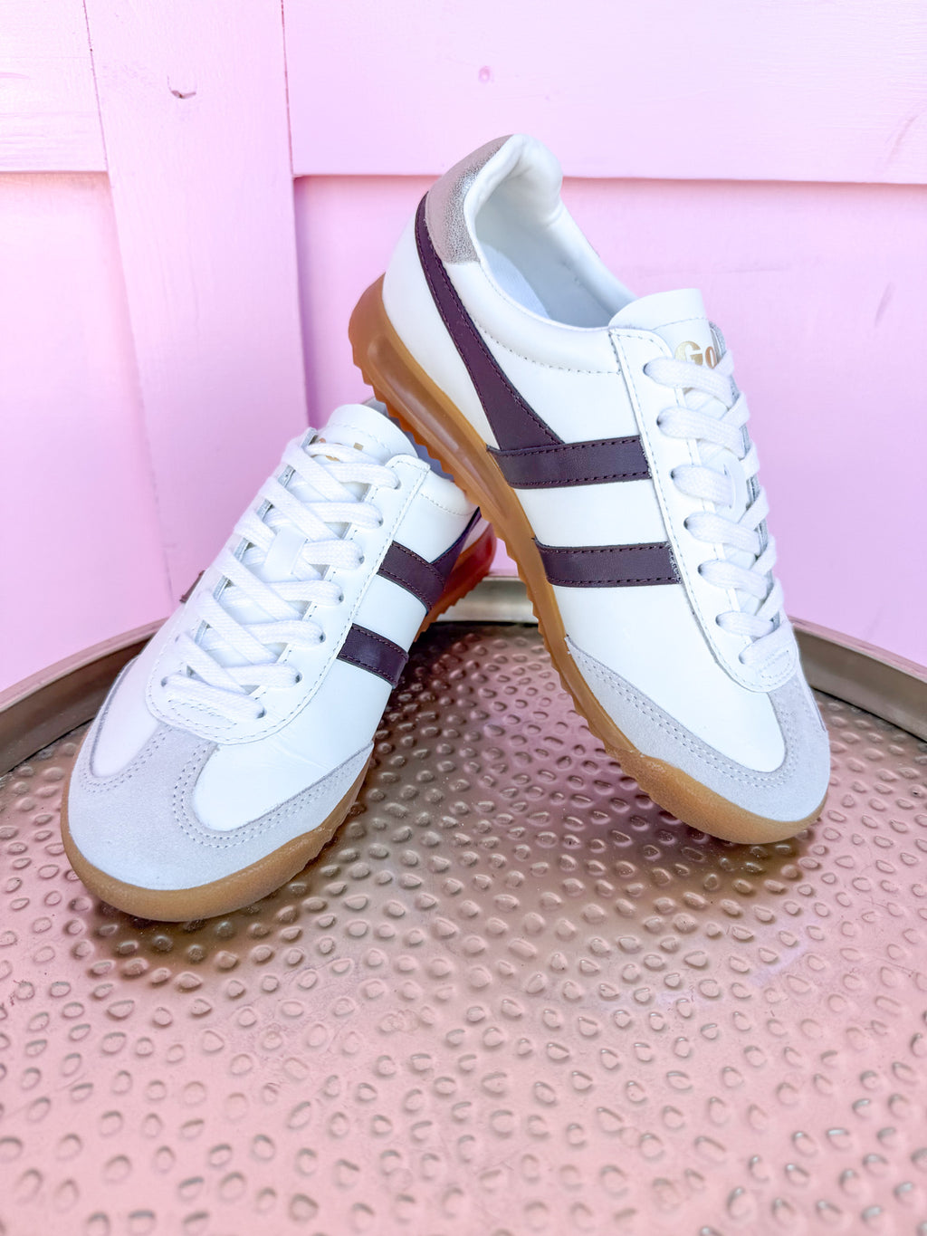 Gola | Torpedo Leather Sneakers - Off White/Dark Brown/Gold