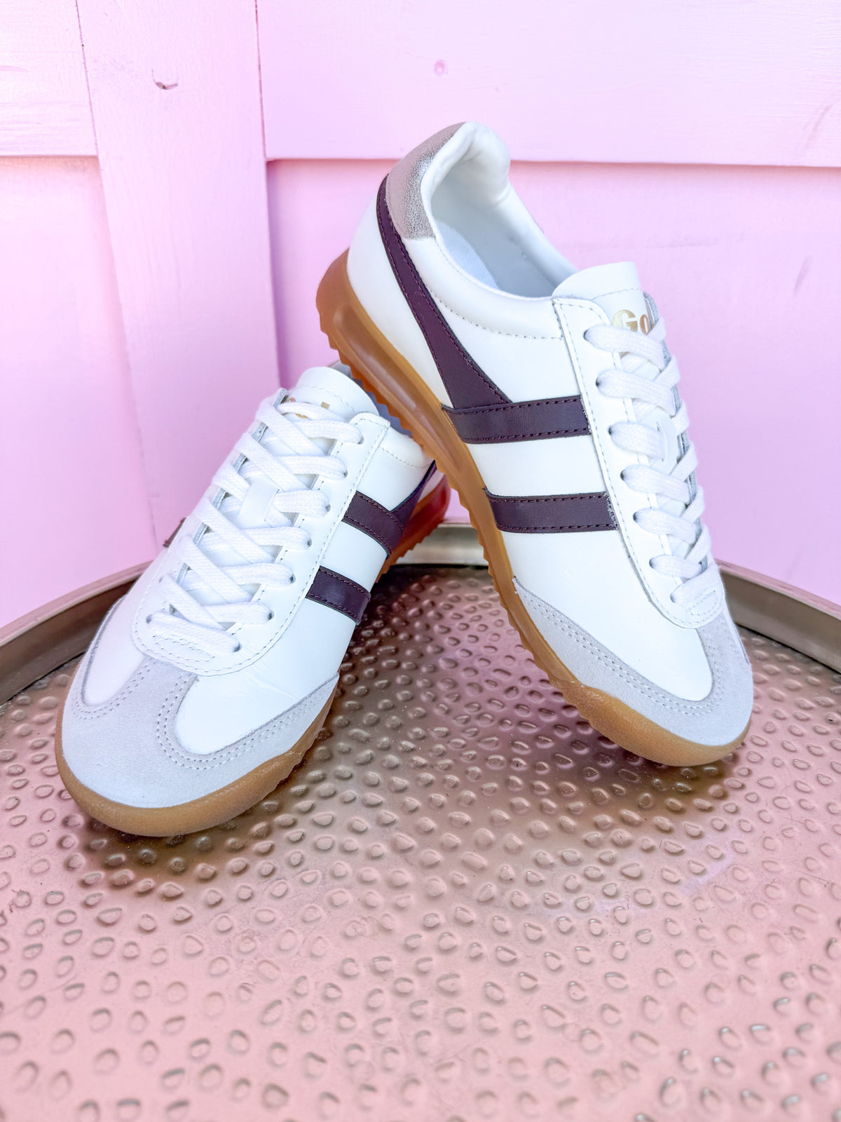 Gola | Torpedo Leather Sneakers - Off White/Dark Brown/Gold