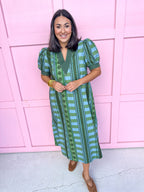 Stripe Meets Dot Dress - Green