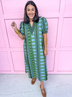 Stripe Meets Dot Dress - Green
