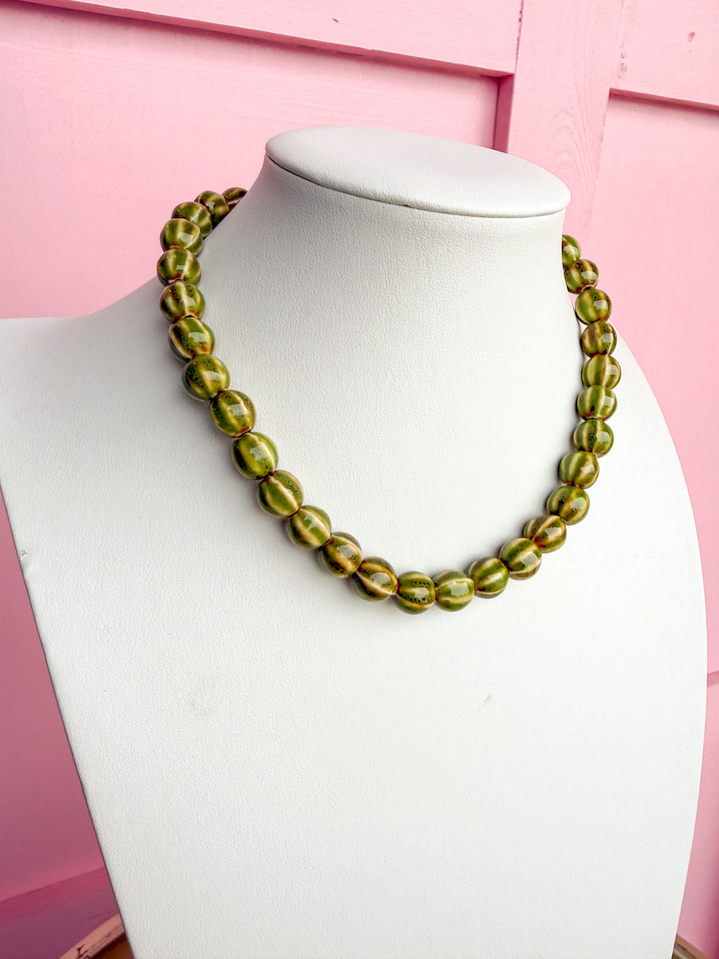 LOVE LEMON LANE | Glazed Ceramic Bead Necklace - Lime