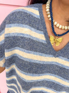 In The Mix Striped Sweater - Navy