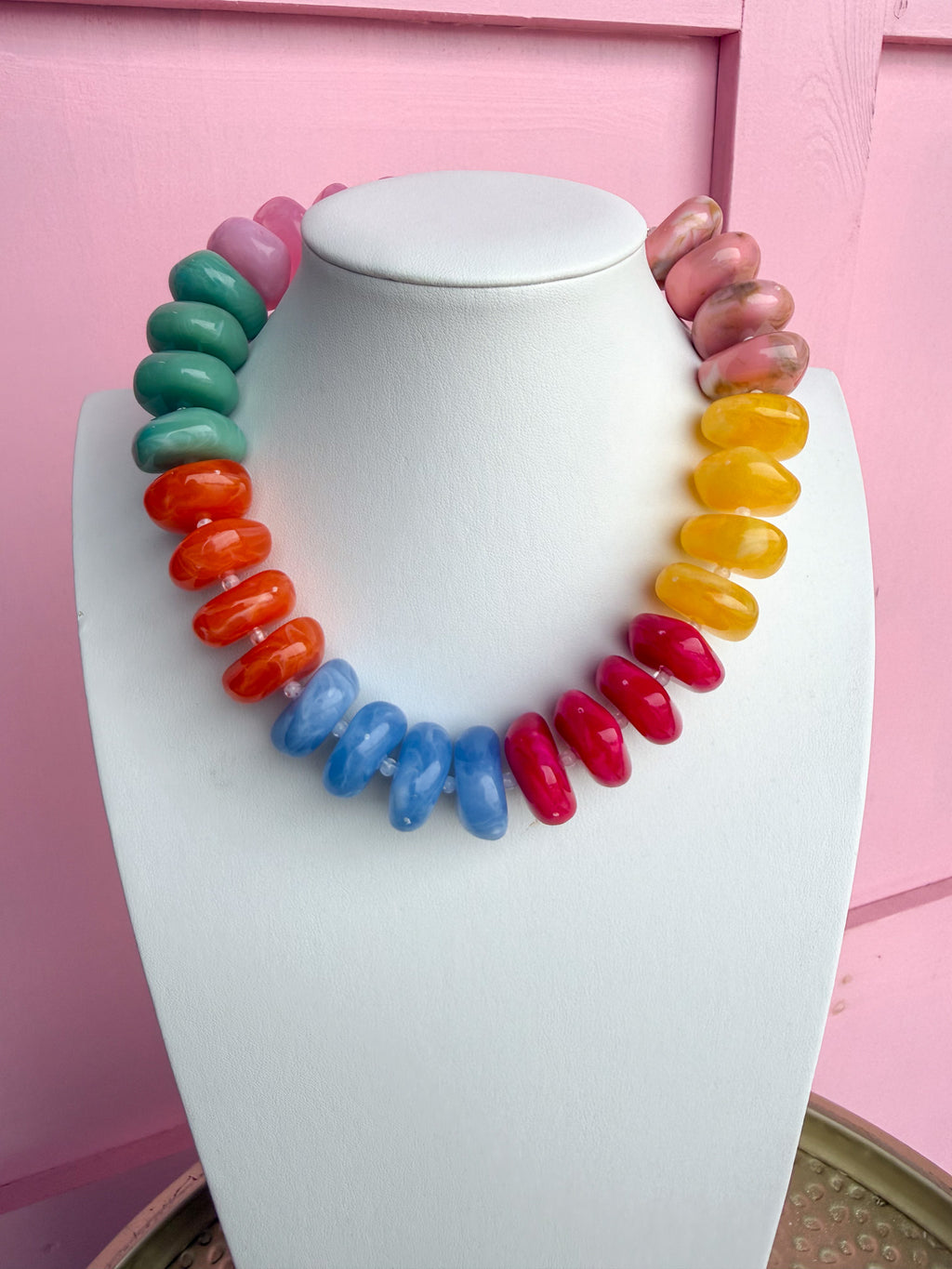 LOVE LEMON LANE | Chunky Rondelle Beaded Necklace - Bright Multi