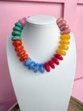 LOVE LEMON LANE | Chunky Rondelle Beaded Necklace - Bright Multi