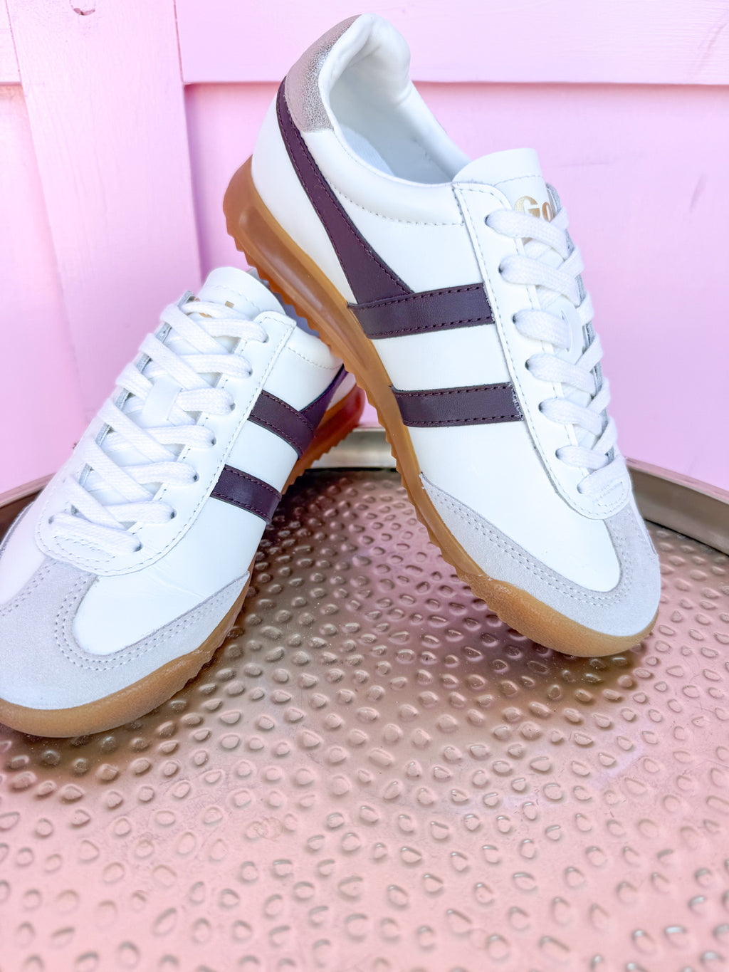 Gola | Torpedo Leather Sneakers - Off White/Dark Brown/Gold