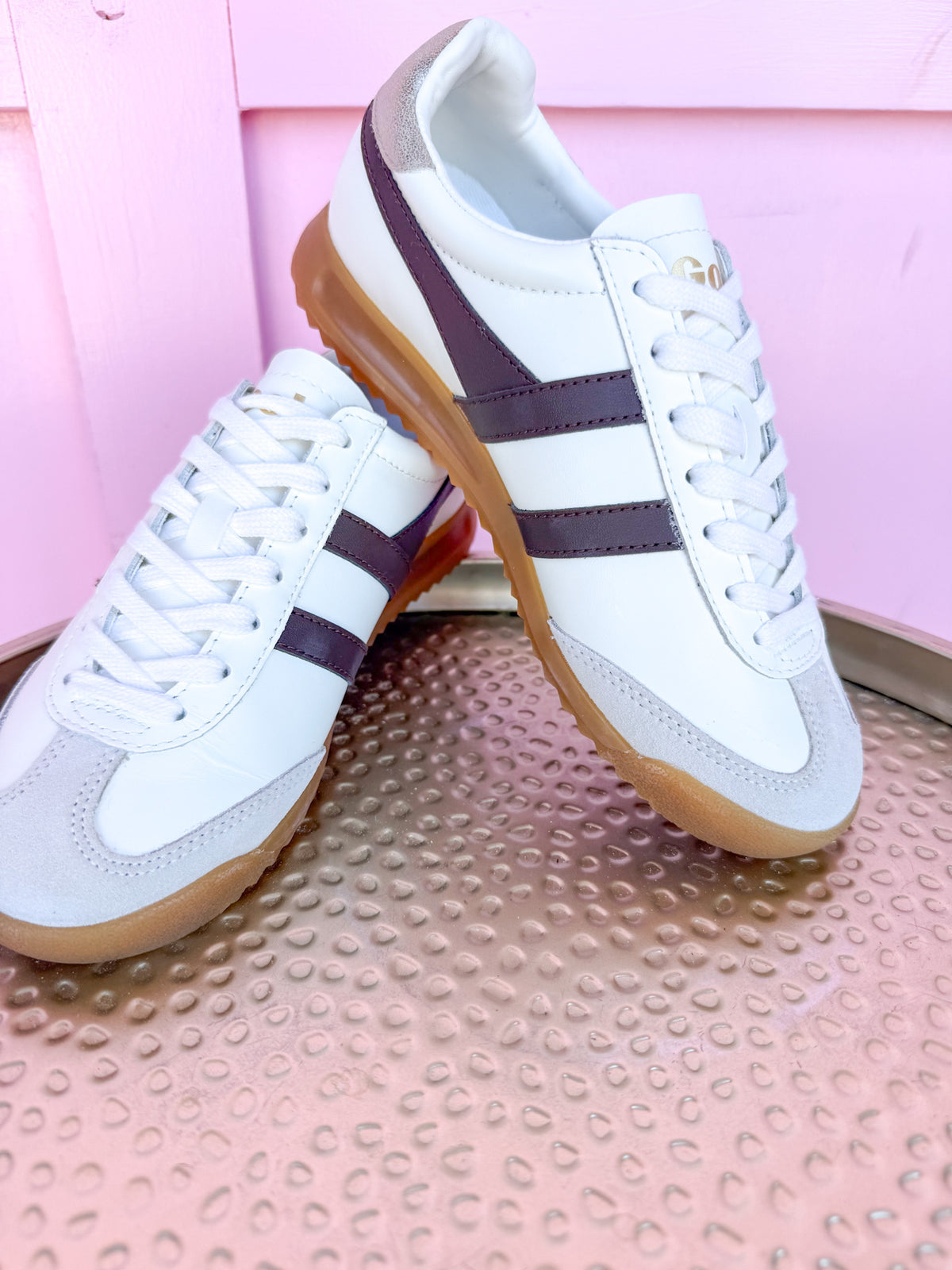 Gola | Torpedo Leather Sneakers - Off White/Dark Brown/Gold