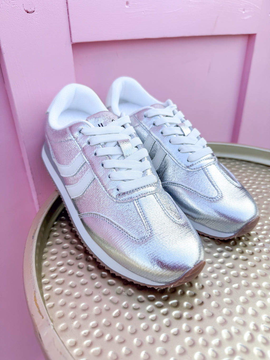 CORKYS | Kickoff Sneakers - Silver Crinkle Metallic