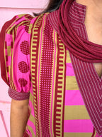 Stripe Meets Dot Dress - Plum