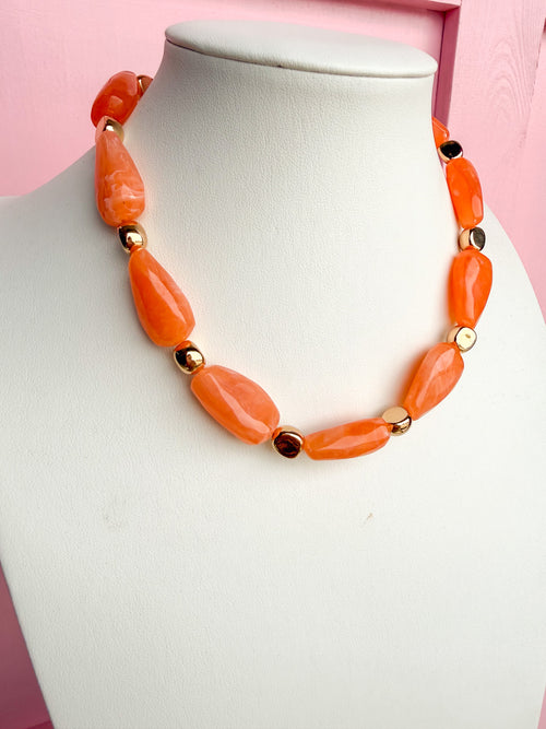 LOVE LEMON LANE | Statement Beaded Necklace - Orange