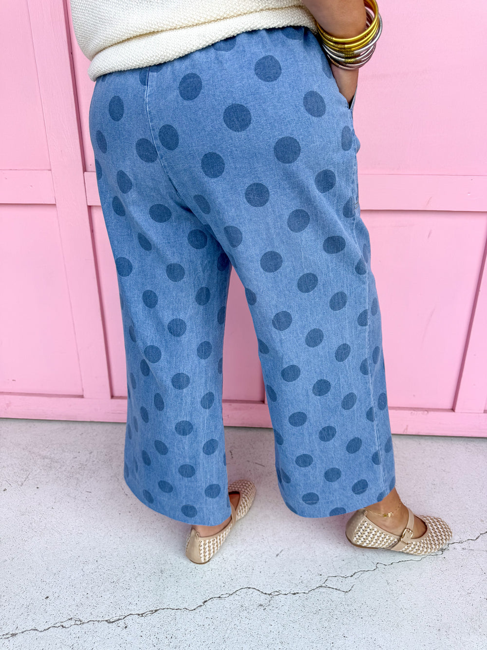 JINCY'S | CROP - Polka Dot Pants - Light Wash - PREORDER