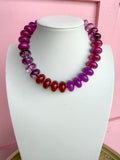 LOVE LEMON LANE | Multicolor Chunky Rondelle Bead Necklace - Berry Multi
