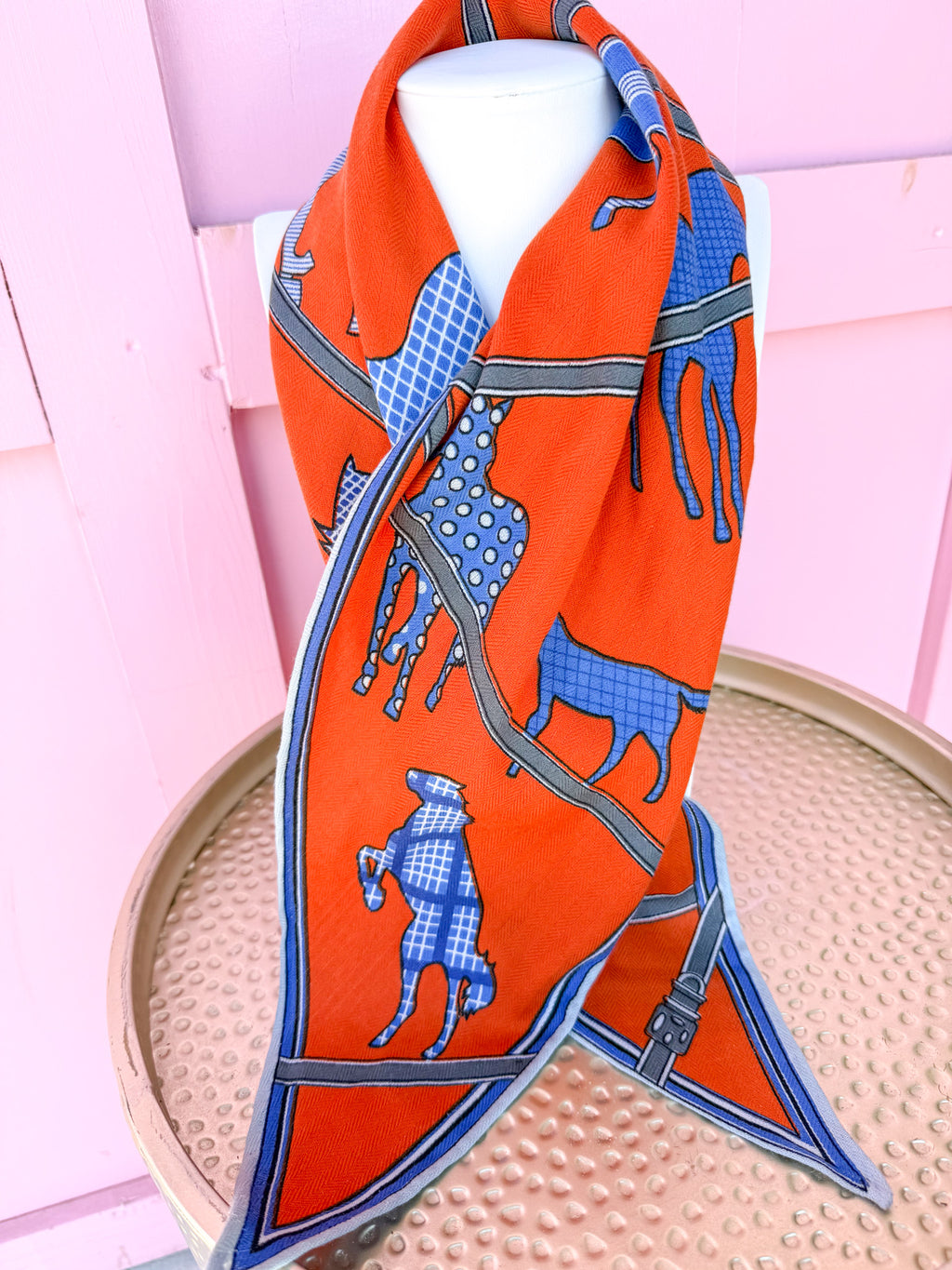 Caroline Hill | Horse Pattern Scarf - Orange