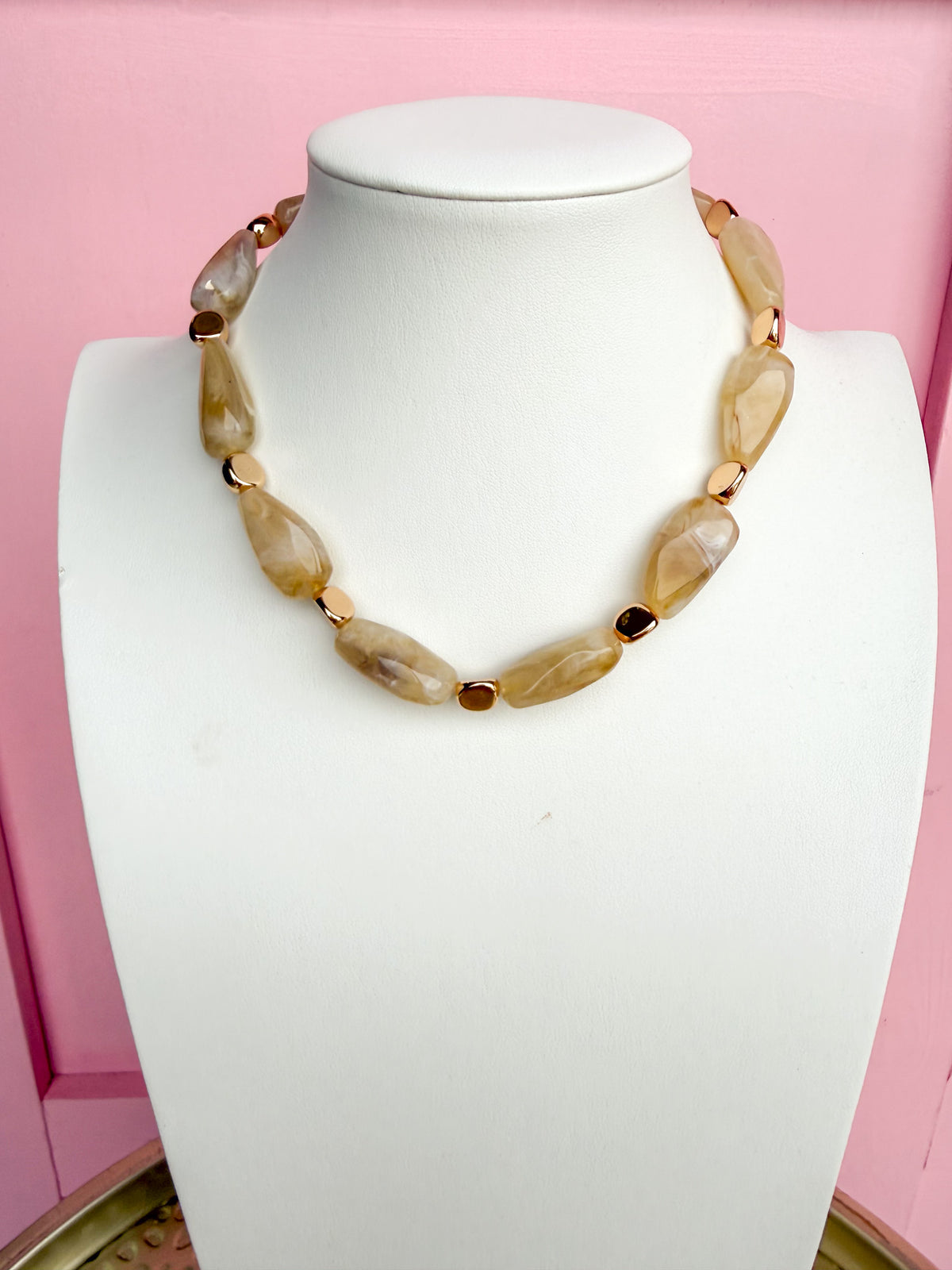 LOVE LEMON LANE | Statement Beaded Necklace - Beige