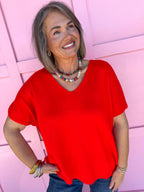Put Together Oversized Knit Top - Red