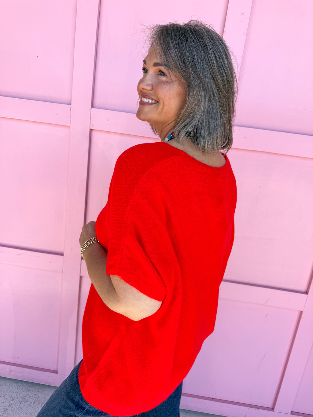 Put Together Oversized Knit Top - Red
