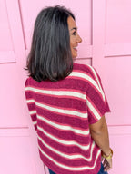 In The Mix Striped Sweater - Plum