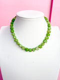LOVE LEMON LANE | Faceted Square Glass Bead Necklace - Lime