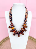 LOVE LEMON LANE | Resin Disc Leopard Statement Necklace - Brown Tortoise