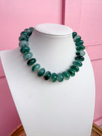 LOVE LEMON LANE | Chunky Marbled Rondelle Necklace - Kelly Green