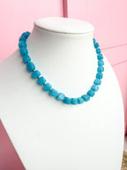LOVE LEMON LANE | Faceted Square Glass Bead Necklace - Aqua