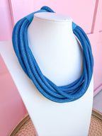 Multi Strand Slub Rope Necklace - Peacock