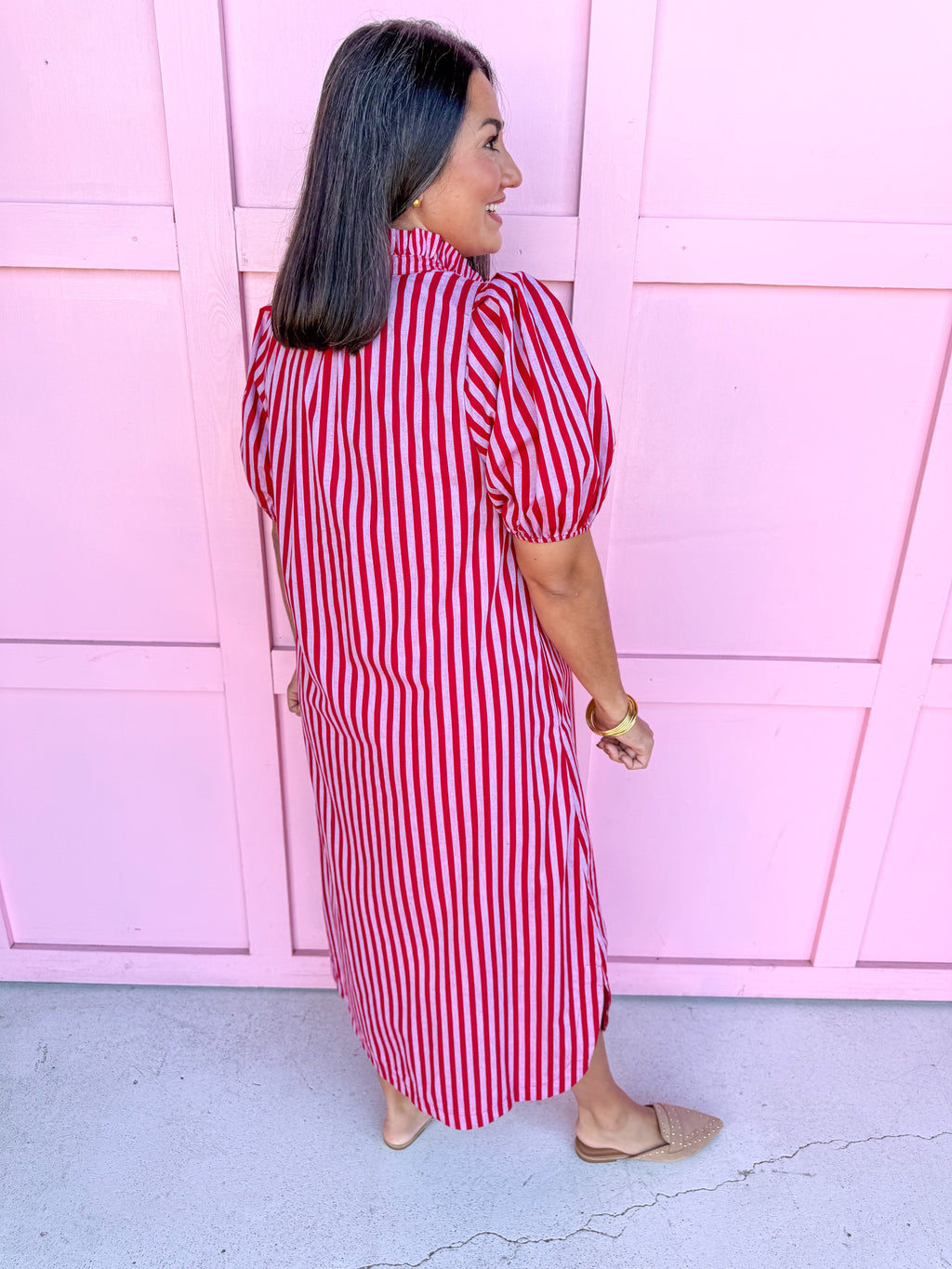 Savannah Stripe Dress - Red