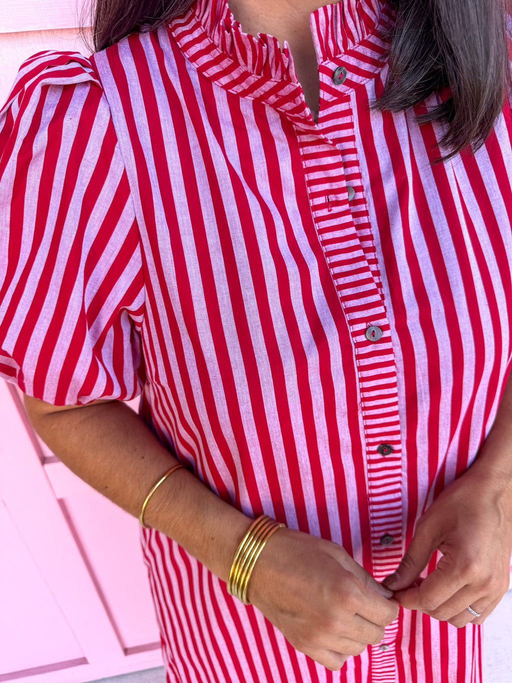 Savannah Stripe Dress - Red