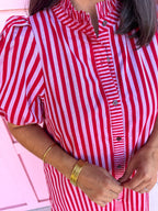 Savannah Stripe Dress - Red
