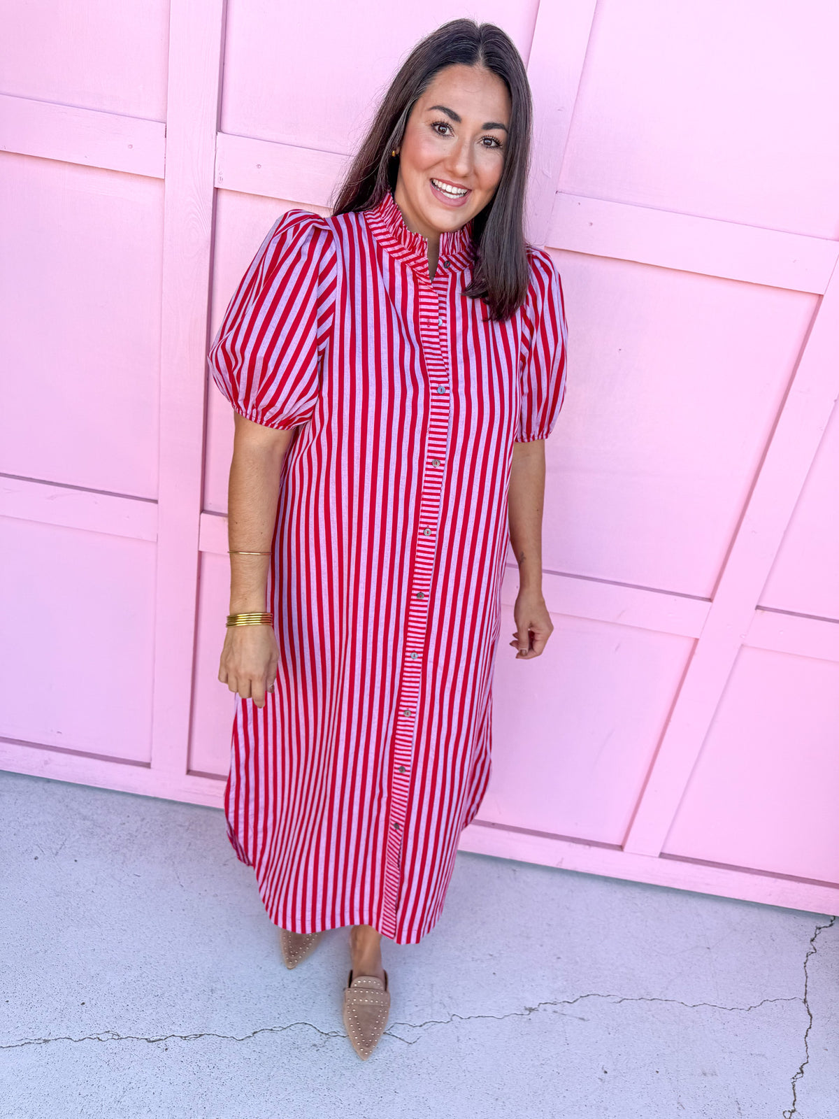 Savannah Stripe Dress - Red